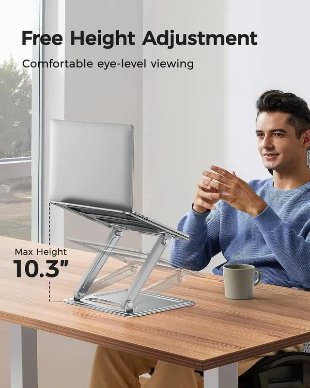 Alt view image 2 of 7 - Adjustable Laptop Stand, Portable for 17.3inch Laptops, Holds Up to 17.6lbs, Ergonomic Posture & Heat Dissipation
