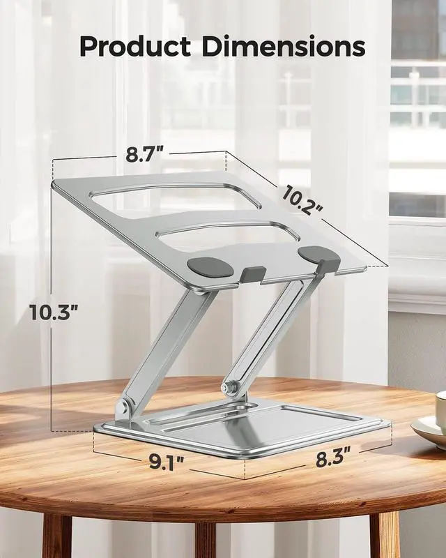 Alt view image 3 of 7 - Adjustable Laptop Stand, Portable for 17.3inch Laptops, Holds Up to 17.6lbs, Ergonomic Posture & Heat Dissipation