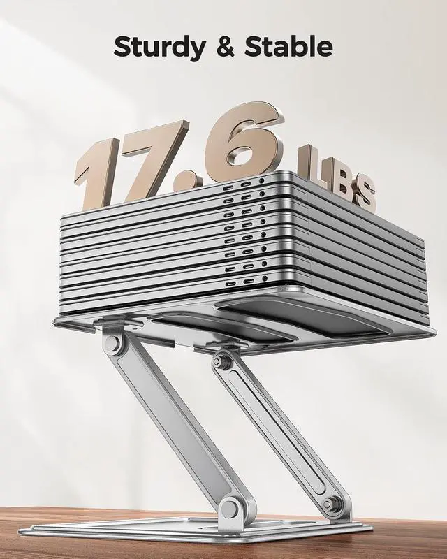 Alt view image 5 of 7 - Adjustable Laptop Stand, Portable for 17.3inch Laptops, Holds Up to 17.6lbs, Ergonomic Posture & Heat Dissipation