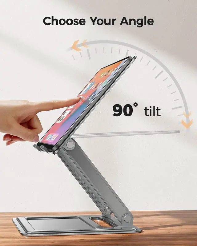 Alt view image 3 of 7 - Adjustable Laptop Stand, Portable for 17.3inch Laptops, Holds Up to 17.6lbs, Ergonomic Posture & Heat Dissipation - Gray