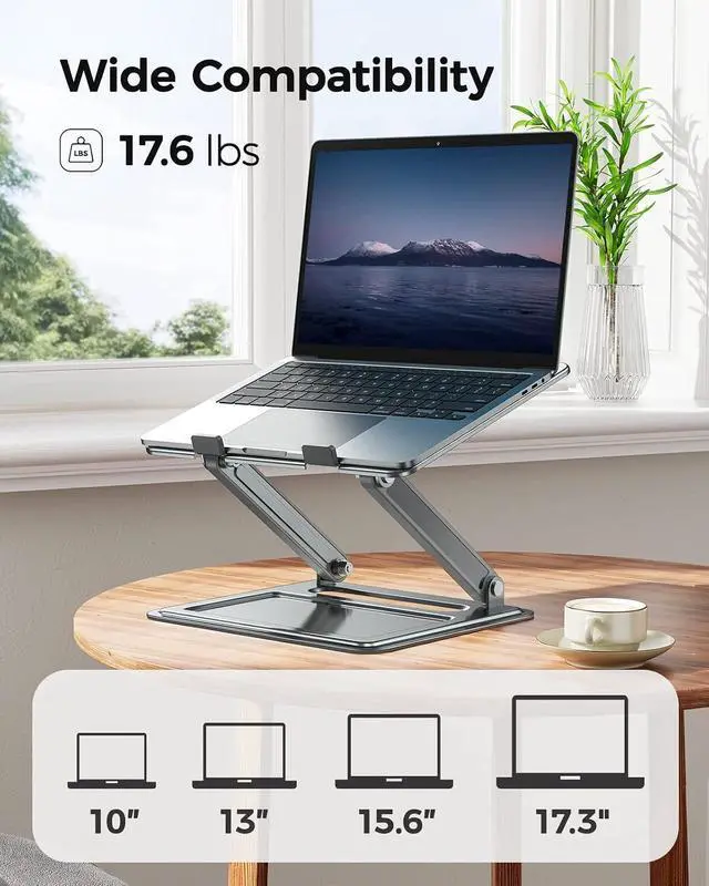 Alt view image 4 of 7 - Adjustable Laptop Stand, Portable for 17.3inch Laptops, Holds Up to 17.6lbs, Ergonomic Posture & Heat Dissipation - Gray