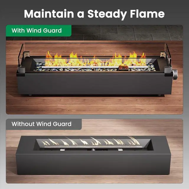 Alt view image 5 of 7 - 28 Inch Tabletop Propane Fire Pit, 50000 BTU Table top Firepit with Glass Wind Guard & Glass Beads, Portable Outdoor Portable Fireplace for Patio and Camping