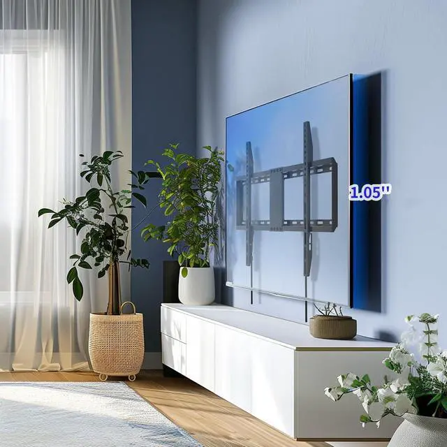 Alt view image 6 of 7 - Fixed TV Wall Mount for 37-82 inch TVs, TV Wall Bracket with Adjustable Pull Cords, Max 600 x 400mm, Hold up to 132 lbs