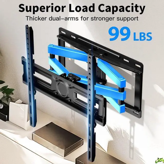 Alt view image 5 of 7 - Full Motion Swivel TV Wall Mount Bracket for 26-70 inch Flat Curved TVs, Hold up to 99 lbs,Max 400x400mm, Fits 12/16 Wood Studs with Articulating Dual Arms