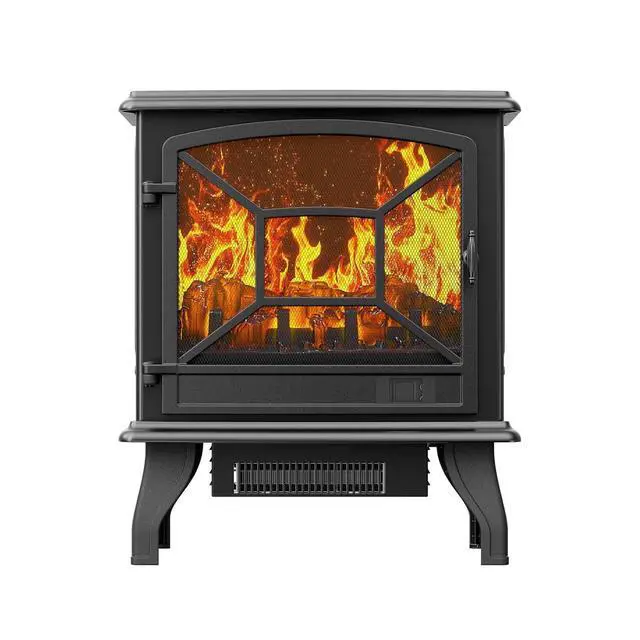 Alt view image 2 of 6 - 24'' Freestanding Electric Fireplace Heater Stove Portable Infrared Fireplace for Indoor, W/Remote, Thermostat, 5 Variable Flame
