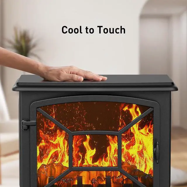Alt view image 6 of 6 - 24'' Freestanding Electric Fireplace Heater Stove Portable Infrared Fireplace for Indoor, W/Remote, Thermostat, 5 Variable Flame