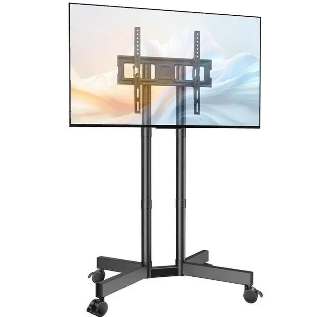 Alt view image 4 of 7 - Modern Rolling TV Stand Mount for 32-70 Inch TVs, Mobile TV Stand Holds up to 88 lb with 5 Height Adjustable Mobile TV Cart with Tilt, Max 400x400mm Rolling TV Cart
