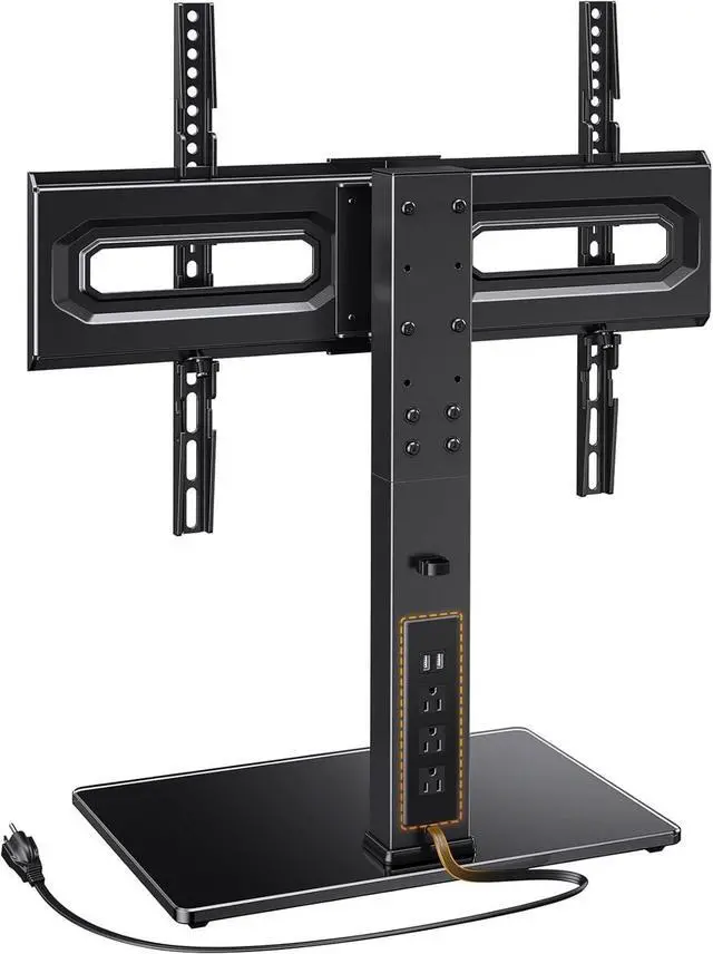 Main image of Universal TV Stand with Power Outlet, Swivel TV Stand for 32-80 inch TVs up to 99 lbs, TV Base with Tempered Glass Base, Height Adjustable TV Mount Stand Max VESA 600x400mm