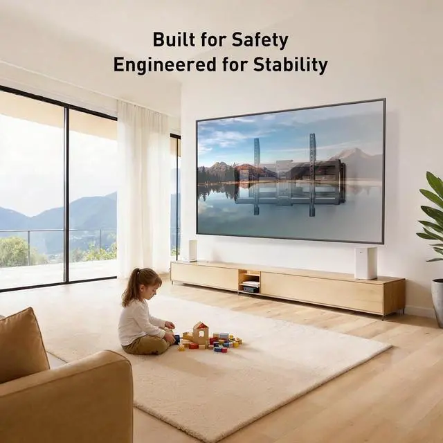 Alt view image 3 of 7 - Full Motion TV Wall Mount Bracket, Swivel Articulating TV Mount, Fits for 50-90 inch 4K Flat Curved TVs, Holds up to 150 lbs, Max 800x400mm,Fits 16/18/24 Wood Studs