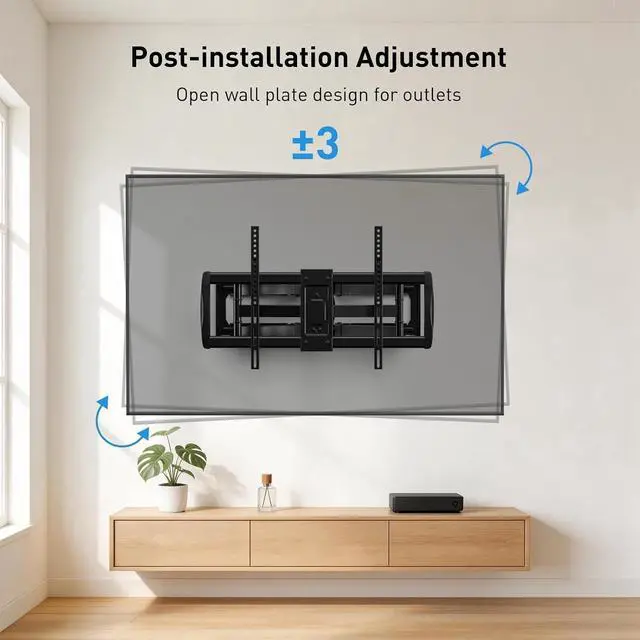 Alt view image 7 of 7 - Full Motion TV Wall Mount Bracket, Swivel Articulating TV Mount, Fits for 50-90 inch 4K Flat Curved TVs, Holds up to 150 lbs, Max 800x400mm,Fits 16/18/24 Wood Studs