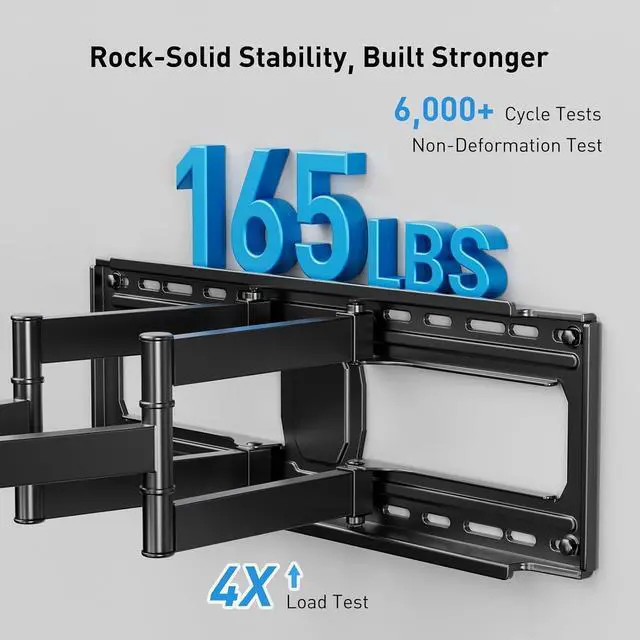 Alt view image 5 of 7 - Full Motion TV Wall Mount Bracket, Swivel Articulating TV Mount, Fits for 50-90 inch 4K Flat Curved TVs, Holds up to 150 lbs, Max 800x400mm,Fits 16/18/24 Wood Studs