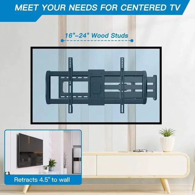 Alt view image 2 of 7 - Full Motion Long Arm TV Wall Mount for 42-90 inch TVs, Corner Articulating TV Mount Bracket with 42.72 inch Long Arm Extension, Swivel and Tilt, Max 800x400mm, Holds up to 150 lbs
