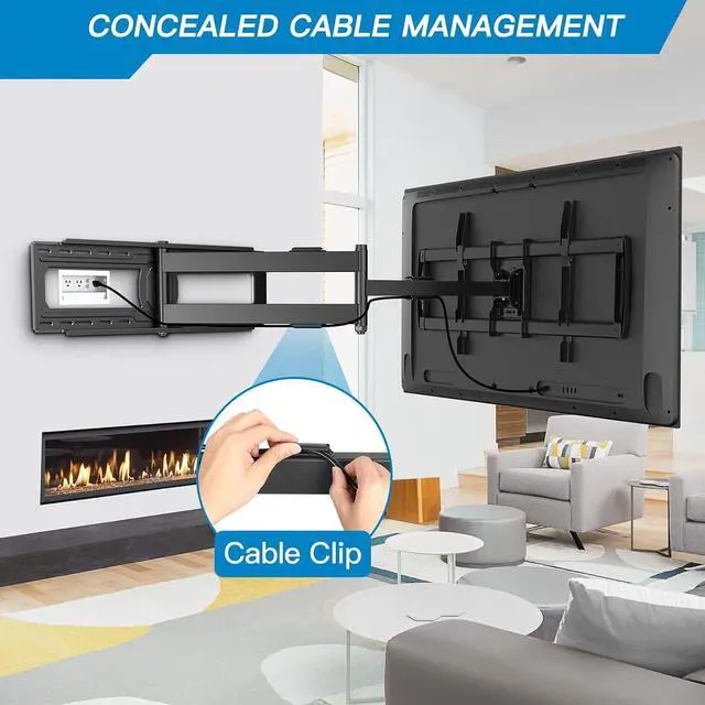 Alt view image 5 of 7 - Full Motion Long Arm TV Wall Mount for 42-90 inch TVs, Corner Articulating TV Mount Bracket with 42.72 inch Long Arm Extension, Swivel and Tilt, Max 800x400mm, Holds up to 150 lbs