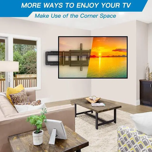 Alt view image 7 of 7 - Full Motion Long Arm TV Wall Mount for 42-90 inch TVs, Corner Articulating TV Mount Bracket with 42.72 inch Long Arm Extension, Swivel and Tilt, Max 800x400mm, Holds up to 150 lbs