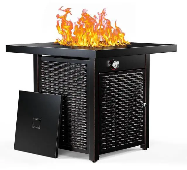Main image of 28" Outdoor Propane Fire Pit Table with Lid, 60,000 BTU Gas Fire Pit for Patio Garden Party