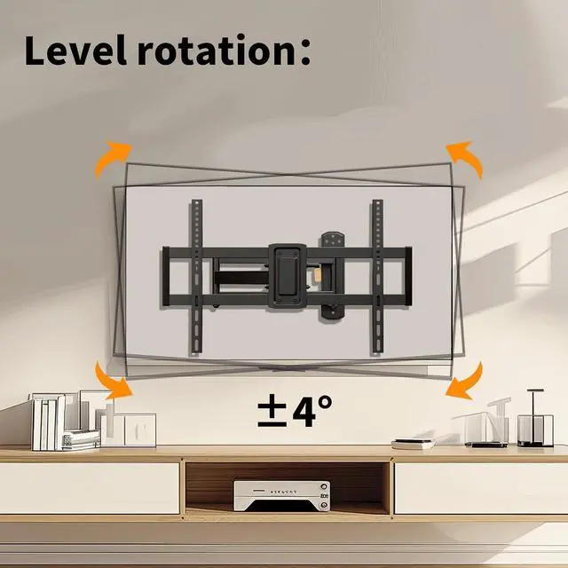 Alt view image 6 of 7 - Full Motion Long Arm TV Wall Mount Bracket for 32-82 Inch TV, Max 600x400mm and 100lbs Corner Articulating TV Wall Mount with 32.37 inch Long Arm Extension, Support Swivel, Tilt, Level Adjus