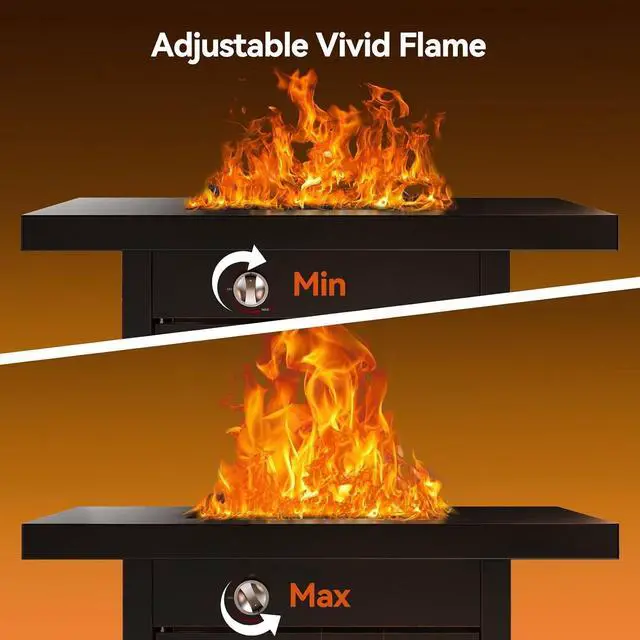 Alt view image 6 of 7 - 28" Outdoor Propane Fire Pit Table with Lid, 60,000 BTU Gas Fire Pit for Patio Garden Party