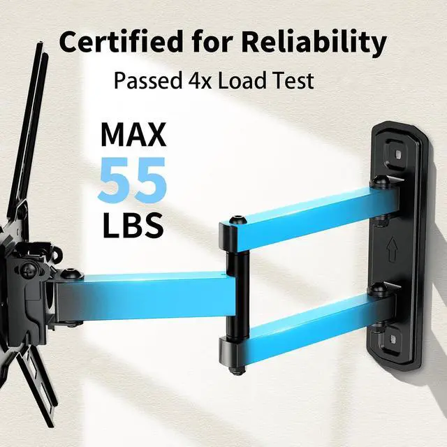 Alt view image 3 of 7 - Full Motion TV Wall Mount with 180°Rotation for Most 2650 inch TVs, TV Monitor Wall Mount Bracket Holds up to 55lbs, Max 400x400mm
