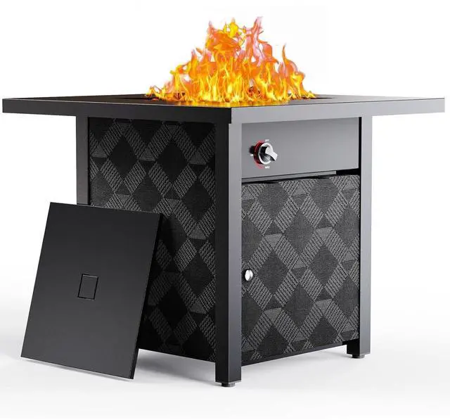 Main image of 28" Propane Fire Pit, 50,000 BTU Square Gas Fire Pit Table for Patio Garden Party with Lava Rocks, Removable Lid, CSA-Certified
