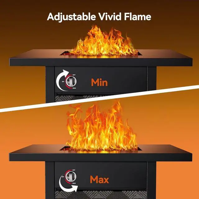 Alt view image 6 of 7 - 28" Propane Fire Pit, 50,000 BTU Square Gas Fire Pit Table for Patio Garden Party with Lava Rocks, Removable Lid, CSA-Certified