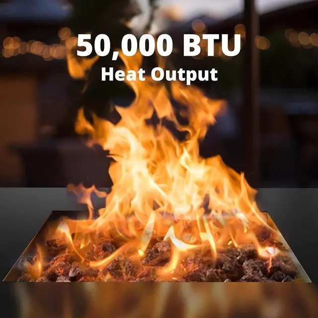 Alt view image 4 of 7 - 32" Gas Fire Pits with Cup Holders for Outside, 50,000 BTU Propane Fire Pit Table with Lid and Lava Rock, Black