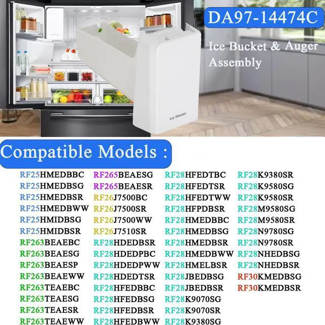 Alt view image 4 of 7 - DA97-14474C, DA97-14474A, DA97-12604D Ice Bucket, ice Container Bucket Compatible with Samsung RF25, RF26, RF28, Series Refrigerator etc, Part Number: DA97-21040A, AP6034185 etc One Year Warranty