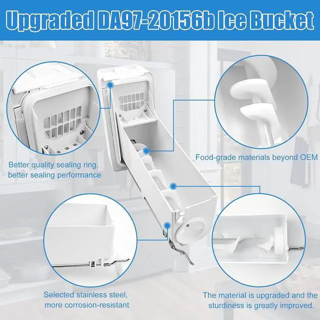 Alt view image 5 of 7 - Upgraded DA97-20156B Refrigerator Ice Bucket Compatible with Samsung Refrigerator Ice Container Assembly RF28R7351SG, RF28R7201SG, RF27T5241SG, etc, Ice Maker Ice Bin, One Year Warranty