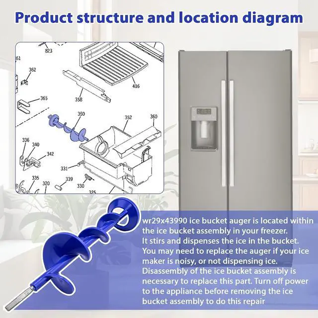 Alt view image 4 of 7 - WR29X43990 ice Bucket Auger Compatible with ge hotpoint etc Refrigerator (Some Models), Replace Number: WR17X10835 WR17X11259 WR17X1199 WR29X42446 4982874 AP7225279 PS17626595 EAP17626595 etc