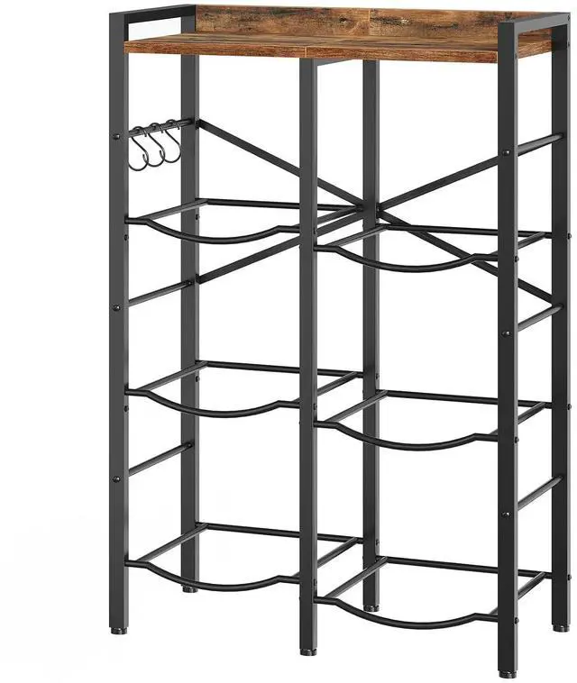 Main image of 5 Gallon Water Jug Holder 6 Bottles, Water Jug Rack, 3 Tier Water Bottle Holder with X-Shape Reinforcement, for Kitchen, Living Room, Office, Rustic Brown and Black BF03ST01