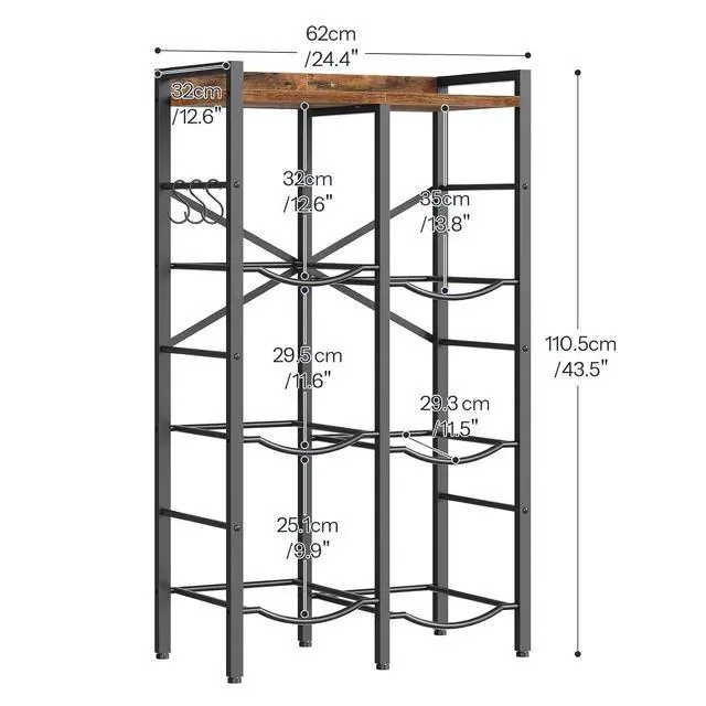 Alt view image 4 of 7 - 5 Gallon Water Jug Holder 6 Bottles, Water Jug Rack, 3 Tier Water Bottle Holder with X-Shape Reinforcement, for Kitchen, Living Room, Office, Rustic Brown and Black BF03ST01
