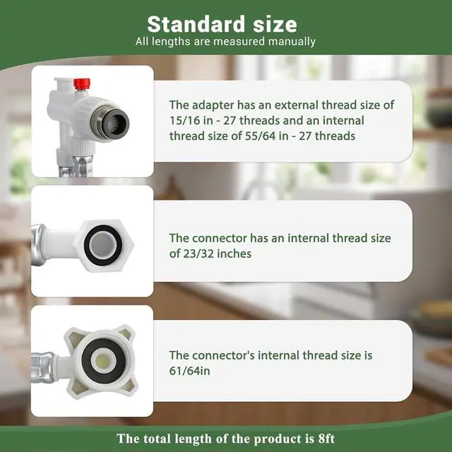 Alt view image 2 of 7 - 8FT Countertop dishwasher fill and drain hose kit, compatible with all major brands, includes faucet adapter