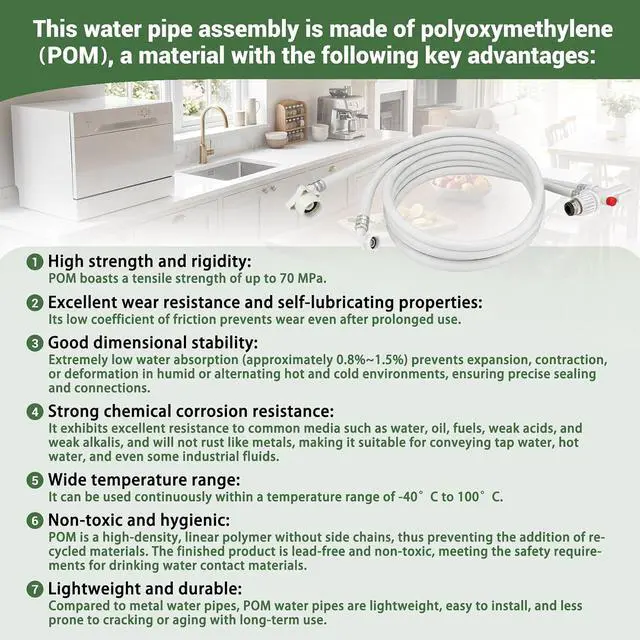Alt view image 3 of 7 - 8FT Countertop dishwasher fill and drain hose kit, compatible with all major brands, includes faucet adapter