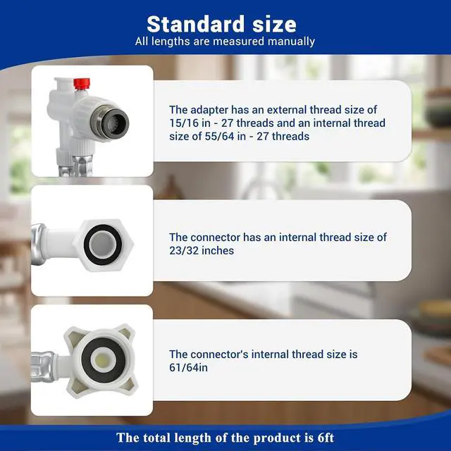 Alt view image 2 of 7 - 6FT Countertop dishwasher inlet and drain hose kit, compatible with all major brands, includes faucet adapter