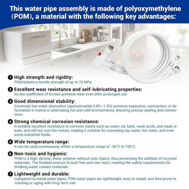 Alt view image 3 of 7 - 6FT Countertop dishwasher inlet and drain hose kit, compatible with all major brands, includes faucet adapter