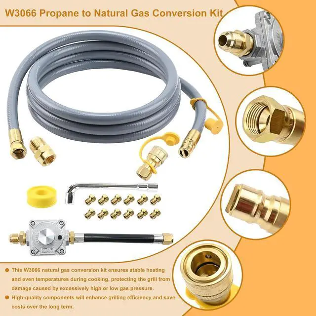 Alt view image 4 of 7 - Propane to Natural Gas Conversion Kit for Grill Compatible with weber genesis, genesis II, spirit and spirit II etc,10FT 1/2" Natural Gas Conversion Kit with Regulator for weber Grills