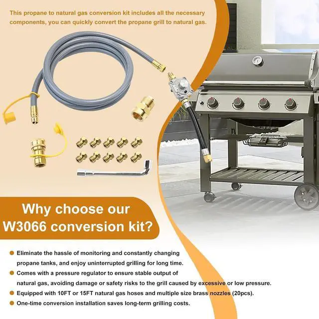 Alt view image 7 of 7 - Propane to Natural Gas Conversion Kit for Grill Compatible with weber genesis, genesis II, spirit and spirit II etc,10FT 1/2" Natural Gas Conversion Kit with Regulator for weber Grills