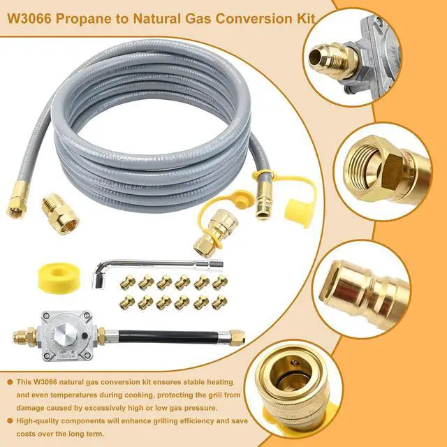 Alt view image 4 of 7 - Propane to Natural Gas Conversion Kit Compatible with weber genesis, genesis II, spirit and spirit II, etc Grills,15FT 1/2" Natural Gas Conversion Kit with Regulator for weber Grills, 1-Year Warranty