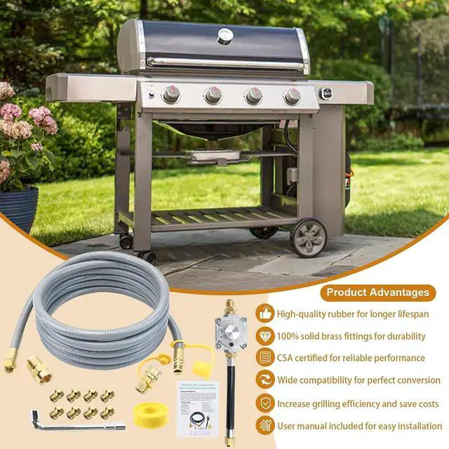 Alt view image 5 of 7 - Propane to Natural Gas Conversion Kit Compatible with weber genesis, genesis II, spirit and spirit II, etc Grills,15FT 1/2" Natural Gas Conversion Kit with Regulator for weber Grills, 1-Year Warranty