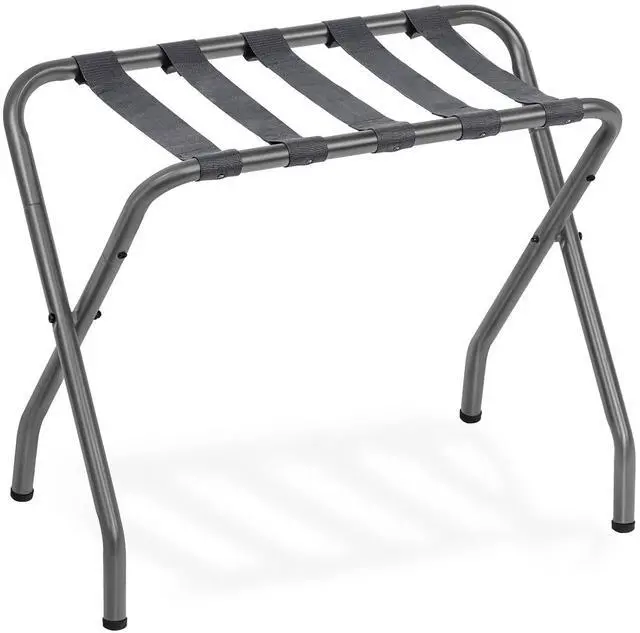 Main image of Luggage Rack, Metal Foldable Suitcase Stand for Guest Room, Holds up to 100 lb, 27 x 15.3 x 22 Inches, Steel Frame, Nylon Straps, Hotel, Bedroom, Closet, Gray GY02XL01