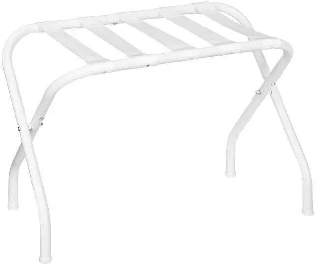 Main image of Luggage Rack, Metal Foldable Suitcase Stand for Guest Room, Holds up to 100 lb, 27 x 15.3 x 22 Inches, Steel Frame, Nylon Straps, Hotel, Bedroom, Closet, White WT02XL01