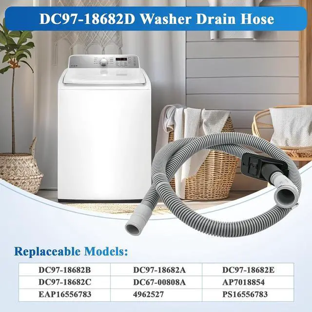 Alt view image 4 of 7 - Upgrade DC97-18682D, DC97-18682C Washer Drain Hose Compatible with Samsung Washing Machine WA45H7000AW/AA, WA45T3400AP etc, Replacement DC97-18682A, DC97-18682B, DC97-18682E, DC67-00808A Drain Hose