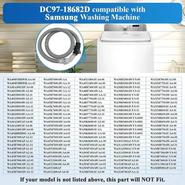 Alt view image 5 of 7 - Upgrade DC97-18682D, DC97-18682C Washer Drain Hose Compatible with Samsung Washing Machine WA45H7000AW/AA, WA45T3400AP etc, Replacement DC97-18682A, DC97-18682B, DC97-18682E, DC67-00808A Drain Hose