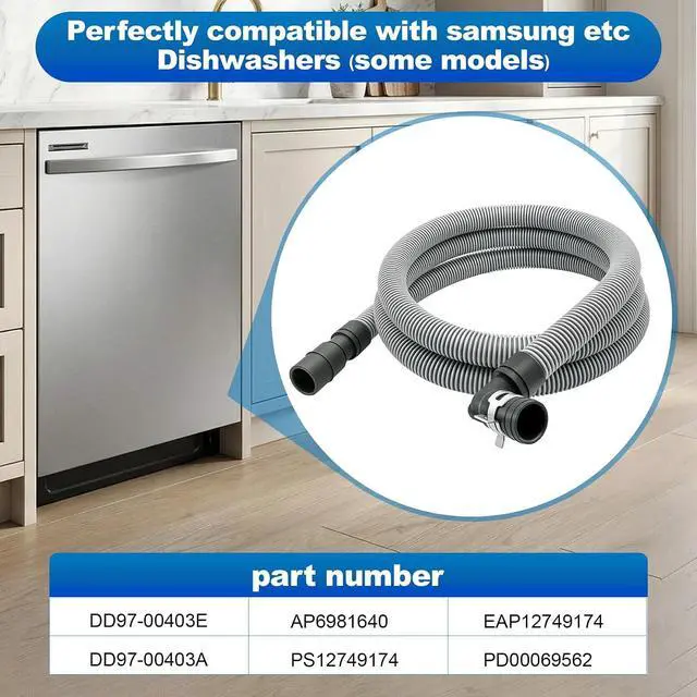 Alt view image 3 of 7 - DD97-00403E (A) Drain Hose Assembly Compatible with samsung DW80K5050U DW80R9950U DW80J3020U DW80R5061U etc Dishwasher (some Models), Replace Number: AP6981640 PS12749174 EAP12749174 PD00069562 etc