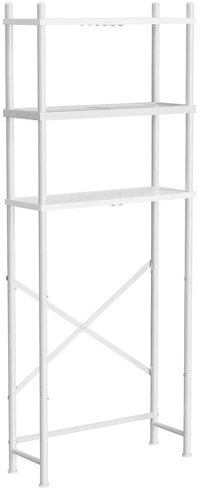 Main image of Over the Toilet Storage, 3-Tier Over Toilet Bathroom Organizer, Freestanding Above Toilet Shelf with Adjustable Feet, Space Saving, Easy Assembly, White WW63TS01