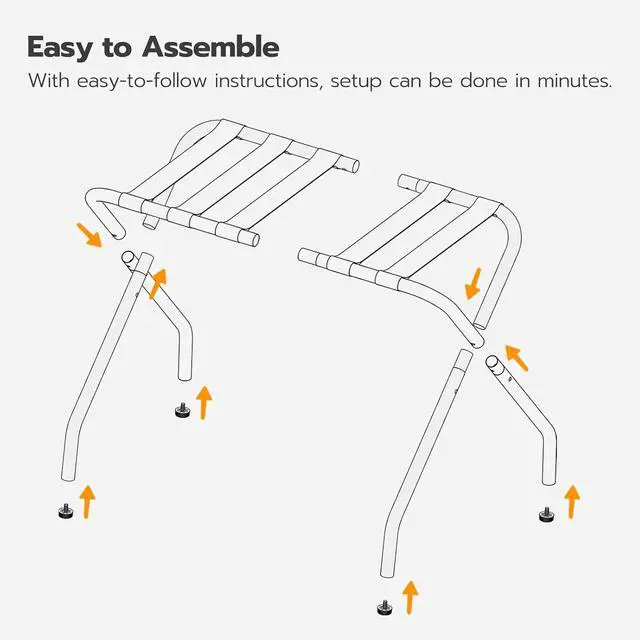 Alt view image 5 of 7 - Luggage Rack, Pack of 2, Metal Foldable Suitcase Stand for Guest Room, Holds up to 100 lb, 27 x 15.3 x 22 Inches, Steel Frame, Nylon Straps, Hotel, Bedroom, Closet, Gray GY02XLP201