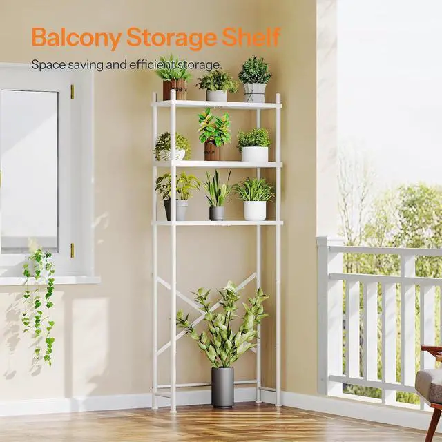 Alt view image 6 of 7 - Over the Toilet Storage, 3-Tier Over Toilet Bathroom Organizer, Freestanding Above Toilet Shelf with Adjustable Feet, Space Saving, Easy Assembly, White WW63TS01