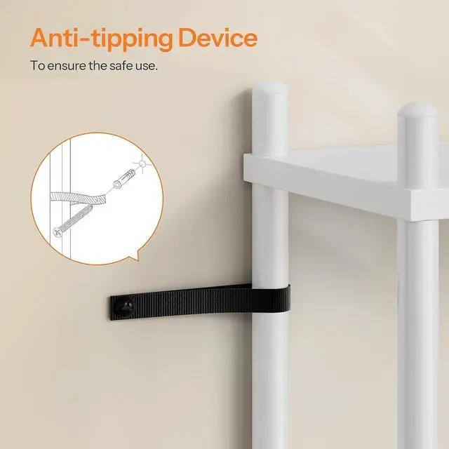 Alt view image 7 of 7 - Over the Toilet Storage, 3-Tier Over Toilet Bathroom Organizer, Freestanding Above Toilet Shelf with Adjustable Feet, Space Saving, Easy Assembly, White WW63TS01