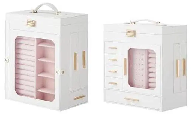 Main image of Jewelry Box with Mirror and Jewelry Organizer Bundle, Capacious Storage Space, Gift for Loved Ones, for Earrings, Rings, Necklaces, Bracelets, Modern Style WT03JB04G2-WT06JB04G1