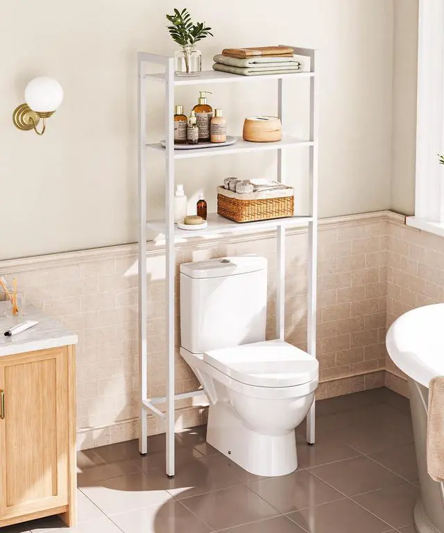 Alt view image 2 of 7 - Over The Toilet Storage, 3-Tier Bathroom Organizer Shelf Over Toilet, Freestanding Bathroom Storage Shelves, Space Saver, Easy to Assemble for Room, White WT41TS01