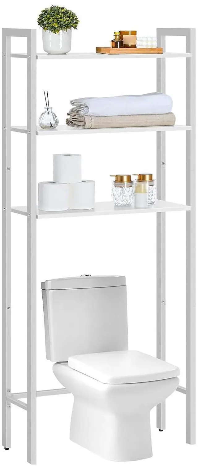 Main image of Over The Toilet Storage, 3-Tier Bathroom Organizer Shelf Over Toilet, Freestanding Bathroom Storage Shelves, Space Saver, Easy to Assemble for Room, White WT41TS01